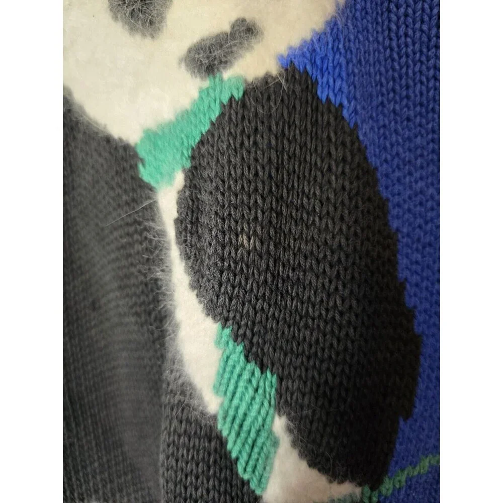 Vintage 90’s panda Cotton blue sweater- Unisex- Fits Like A Large - Picture 4 of 13